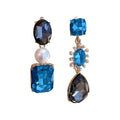 Elegant Geometric Rhinestone Faux Pearl Tassel Drop Earrings With Silver Pins Vintage Style view 5