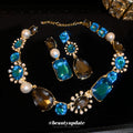 Elegant Geometric Rhinestone Faux Pearl Tassel Drop Earrings With Silver Pins Vintage Style view 3