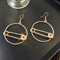 Vintage Luxury Geometric Round Paperclip Statement Drop Rhinestone Zircon Alloy Hoop Earrings view 3
