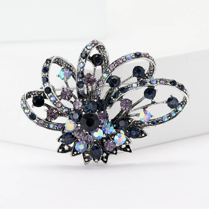 Alloy Crystal Flower Brooch Pin For Women's Dresses And Suits