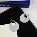 French Vintage Textured Round Alloy Hoop Earrings For Women Elegant Geometric Metal Statement Earrings view 2