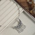 Vintage Tibetan Style Carved Moon Pendant Tassel Choker Ethnic Geometric Collar Necklace view 1