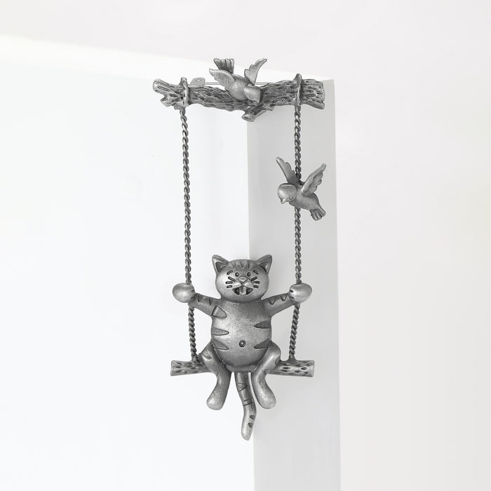 Alloy Vintage Swing Cat Brooch Pin For Dresses And Coats