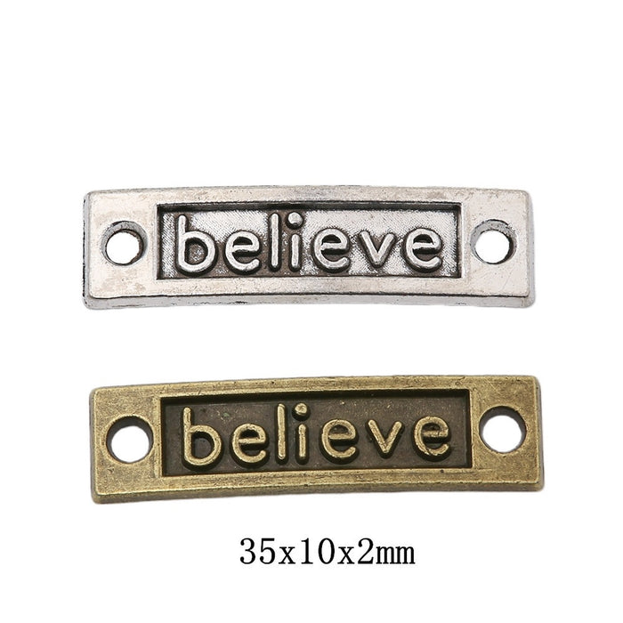Zinc Alloy Believe Charm Pendant No.981482 for DIY Necklace Bracelet Jewelry Making