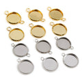 304 Stainless Steel 12mm Single Loop Double Loop Cabochon Pendant Trays For DIY Jewelry Settings view 2