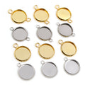 304 Stainless Steel 12mm Single Loop Double Loop Cabochon Pendant Trays For DIY Jewelry Settings view 1