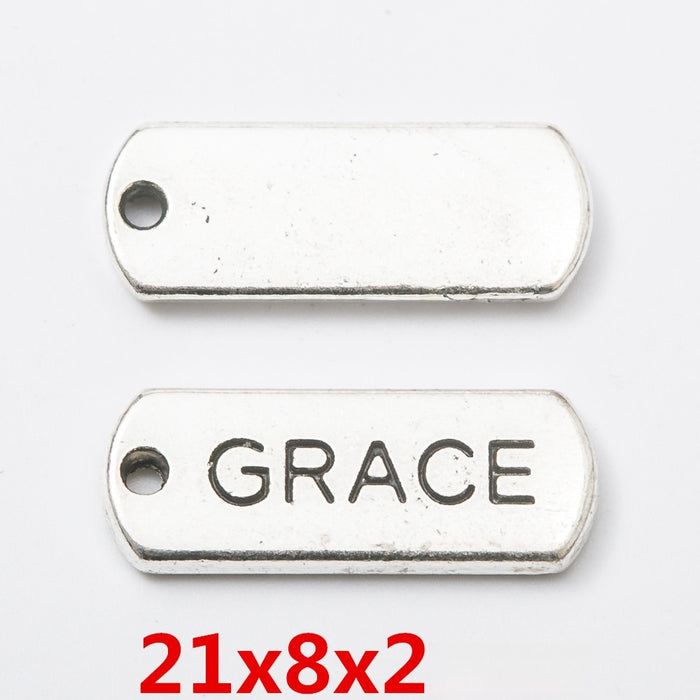 Antique Silver Zinc Alloy Grace Charm Pendant for DIY Necklace Bracelet Jewelry Making
