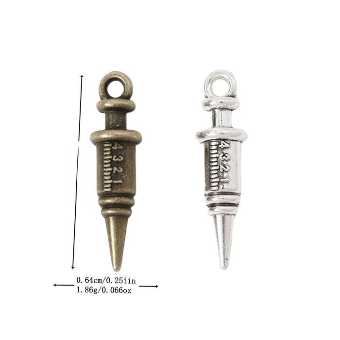 Vintage Zinc Alloy Syringe Medical Supplies Pendant Charm For DIY Jewelry Accessories
