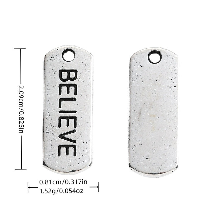 Antique Silver Zinc Alloy Believe Charm Pendant for DIY Necklace Bracelet Jewelry Making