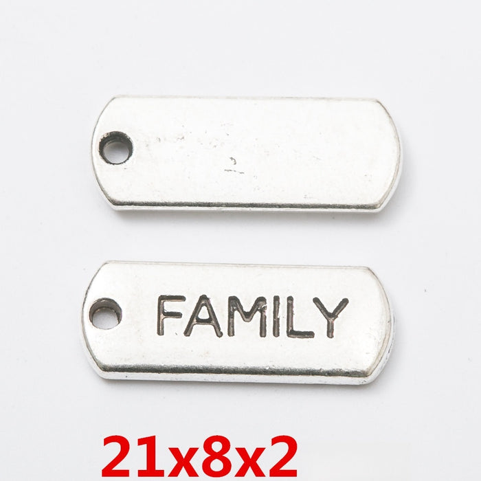 Antique Silver Zinc Alloy Family Word Charm Pendant for DIY Necklace Bracelet Jewelry Making