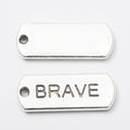 Antique Silver Zinc Alloy BRAVE Word Charm Pendant for DIY Necklace Bracelet Jewelry Making view 2