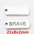 Antique Silver Zinc Alloy BRAVE Word Charm Pendant for DIY Necklace Bracelet Jewelry Making view 1