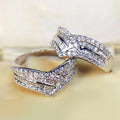 French Court Style Irregular Sparkling Rhinestone Row Ring, Niche Luxury Statement Ring For Women view 2