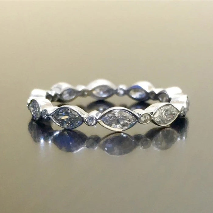 Korean Japanese Super Sparkly Marquise Stone Ring Fashion Simple Elegant Finger Ring For Women