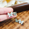 Elegant White Enamel Butterfly Studs With Rhinestone Zircon Inlay Alloy Sweet Commuter Fashion Earrings view 4