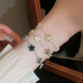 Gold Plated Copper Two Tone Flower Bangle Sweet Princess Style Light Luxury Bracelet view 1