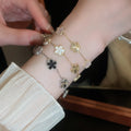 Gold Plated Copper Two Tone Flower Bangle Sweet Princess Style Light Luxury Bracelet view 3