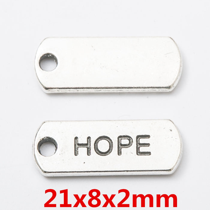 Antique Silver Zinc Alloy HOPE Charm Pendant for DIY Necklace Bracelet Jewelry Making