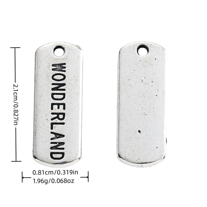 Antique Silver Zinc Alloy Wonderland Charm Pendant for DIY Necklace Bracelet Jewelry Making