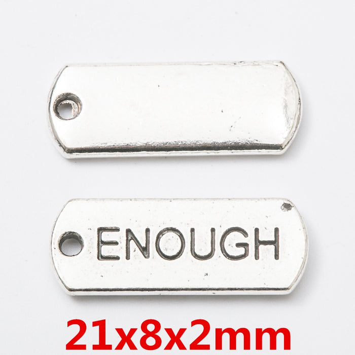 Antique Silver Zinc Alloy Enough Charm Pendant for DIY Necklace Bracelet Jewelry Making