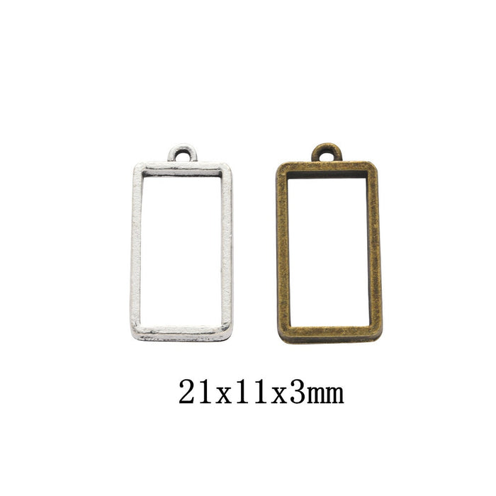 Zinc Alloy Rectangle Tray Charm Pendant for DIY Necklace Bracelet Jewelry Making