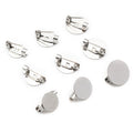 10mm 12mm 14mm 304 Stainless Steel Flat Brooch Pin Tray Settings For DIY Jewelry Making view 1