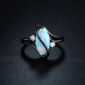 Fashion European Marquise Stone S Twist Statement Ring, Unisex Personality Simulated Opal Finger Jewelry view 2