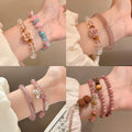 New Chinese Style Butterfly Flower Freshwater Pearl Glass Bead Bangle for Women view 2
