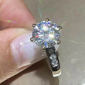 Micro Pave Couple Wedding Proposal Ring, European Royal Classic Simulated Diamond Six Prong Jewelry view 3