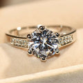 Micro Pave Couple Wedding Proposal Ring, European Royal Classic Simulated Diamond Six Prong Jewelry view 2