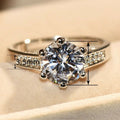 Micro Pave Couple Wedding Proposal Ring, European Royal Classic Simulated Diamond Six Prong Jewelry view 4