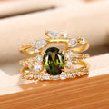 Light Luxury Floral Ring Set With Marquise Inlay European American Engagement Stackable Three Piece Ring view 2