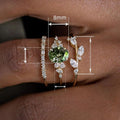 Light Luxury Floral Ring Set With Marquise Inlay European American Engagement Stackable Three Piece Ring view 4