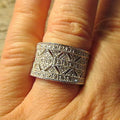 Vintage Ethnic Style Wide Zircon Ring With Patterned Bohemian Tibetan Inspired Design For Women view 1