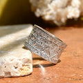 Vintage Ethnic Style Wide Zircon Ring With Patterned Bohemian Tibetan Inspired Design For Women view 3