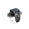 European American Royal Style Exaggerated Blue Mirror Ring Vintage Lace Edge Statement Finger Jewelry view 5