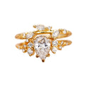 Japanese Light Luxury Two-Piece Leaf Branch Zircon Rings, Niche Designer Finger Jewelry view 5