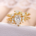 Japanese Light Luxury Two-Piece Leaf Branch Zircon Rings, Niche Designer Finger Jewelry view 2