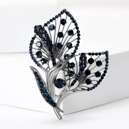 Vintage Alloy Rhinestone Hollow Calla Lily Brooch Pin For Coats