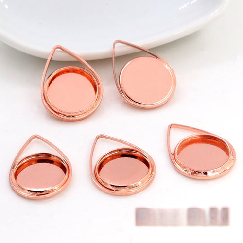 Copper Plated Teardrop Gemstone Pendant Tray 12mm Inner Diameter DIY Jewelry Setting 22mm