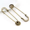 Antique Bronze 12mm Inner Diameter Time Gemstone Brooch Pin Base Tray DIY Jewelry Findings view 1