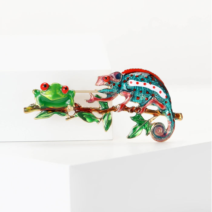 Alloy Enamel Chameleon Frog Brooch Pin For Womens Clothing Accessories