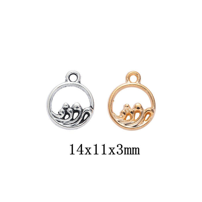 Zinc Alloy Wave Circle Charm Pendant for DIY Necklace Bracelet Jewelry Making