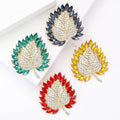 Alloy Rhinestone Flame Maple Leaf Brooch For Cardigans view 1