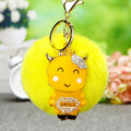 Jeweled Cow Plush Pom Pom Keychains in Five Pictured Colors view 3