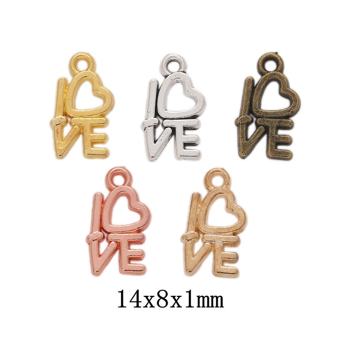 Zinc Alloy I Love Word Charm Pendant for DIY Necklace Bracelet Jewelry Making
