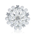 Silver Tone Flower Pearl Look Two Designs Metal Brooch Pin view 1