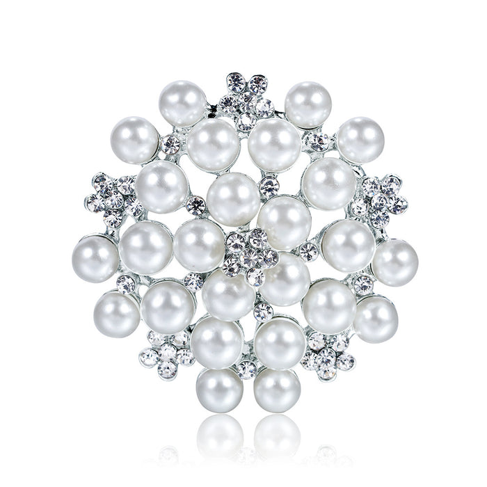 Silver Tone Flower Pearl Look Two Designs Metal Brooch Pin