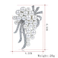 White Silver Tone Floral Bouquet Pearl Look Metal Brooch Pin view 2