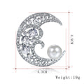 Silver Tone Moon Pearl Look Metal Brooch Pin for Jackets and Lapels view 2